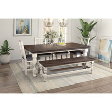 Sunset Trading Rustic French 78" Rectangular Dining Table | Distressed White and Brown Solid Wood HH-8750-078