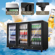 Bodega cooler 12 Cu.Ft Display Bar Beverage Fridge With 3 Glass Doors and wheels