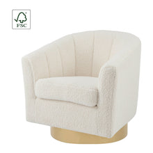 New Pacific Direct Natasha Faux Shearling Fabric w/ Gold Metal Swivel Accent Arm Chair  - 1900192-560