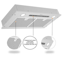 Awoco RH-IT08-R Ceiling Mount 14-1/2”D Super Quiet Split Stainless Steel Range Hood, 4-Speed, 1000 CFM, Mesh Filters, Remote Control with 8” Blower - RH-IT08-R30-COLD