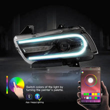 Auxbeam LED Headlight Assembly RGB Dual Beam Projector Black For 2011-2014 Dodge Charger(LD) - GD002676