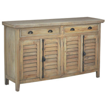 Sunset Trading Cottage 58" Shutter Door Credenza | Driftwood Brown Solid Wood Sideboard | Fully Assembled Console CC-CAB163S-DW - CC-CAB163S-DW