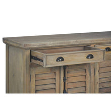 Sunset Trading Cottage 58" Shutter Door Credenza | Driftwood Brown Solid Wood Sideboard | Fully Assembled Console CC-CAB163S-DW - CC-CAB163S-DW