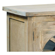 Sunset Trading Cottage 63" Arched Glass Door Credenza | Driftwood Brown Solid Wood Display Cabinet | Fully Assembled Sideboard -  CC-CAB1706S-DW