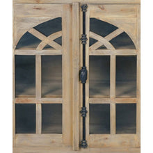 Sunset Trading Cottage 63" Arched Glass Door Credenza | Driftwood Brown Solid Wood Display Cabinet | Fully Assembled Sideboard -  CC-CAB1706S-DW