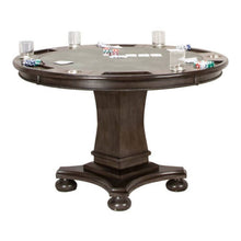 Sunset Trading 48" Round Vegas Dining and Poker Table | Reversible Game Top | Gray Wood - CR-87711-TB