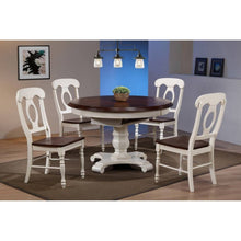 Sunset Trading Andrews 48" Round or 66" Oval Butterfly Leaf Extendable Dining Table | Antique White and Chestnut Brown | Seats 6 -  DLU-ADW4866-AW