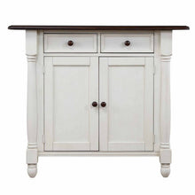 Sunset Trading Andrews Antique White Kitchen Island | Chestnut Brown Drop Leaf Top | Drawers and Cabinet -  DLU-KI-4222-AW