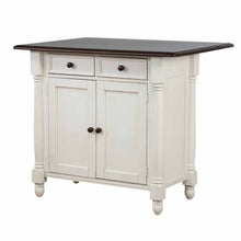 Sunset Trading Andrews Antique White Kitchen Island | Chestnut Brown Drop Leaf Top | Drawers and Cabinet -  DLU-KI-4222-AW