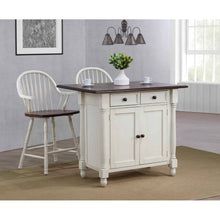 Sunset Trading Andrews Antique White Kitchen Island | Chestnut Brown Drop Leaf Top | Drawers and Cabinet -  DLU-KI-4222-AW