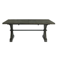 Sunset Trading Trestle 96" Rectangular Extension Pedestal Dining Table | Distressed Gray Wood -  ED-SK100