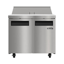 KOOLMORE 36" Commercial 2 Door Refrigerated Salad and Sandwich Prep Table, 10 Pan Capacity and 11 Cubic Feet of Storage - KMPTR362D