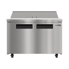KOOLMORE 46" Commercial 2 Door Refrigeratd Salad and Sandwich Prep Table, 12 Pan Capacity and 14 Cubic Feet of Storage - KMPTR462D