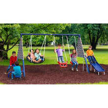 XDP Recreation Freedom Fun Play Swing Set w/See Saw, Super Disc, Swings, & Slide - 285487