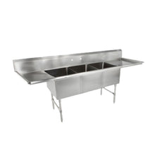 John Boos 3B20304-2D24 Three-Compartment Sink with Two 24" Drainboards - JB3B203042D24