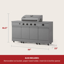 TYTUS Fresno 5-Burner LP/NG Convertible Grill in Gunmetal + Carbon Wood - TDT-021-0105
