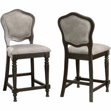 Sunset Trading Vegas Upholstered Barstools with Backs | Counter Height Dining Chairs | Distressed Gray Wood | Nailheads | Set of 2 -  CR-87711-24-2