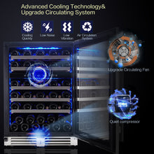 BODEGAcooler 24" 56 Bottles Dual Zone Compressor Wine Cooler with Wood Shelves