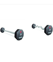 TAG Fitness Premium Ultrathane Fixed Barbell 20-100 Set with Ez-Curl Handle - 1770024668899_449