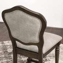 Sunset Trading Vegas Upholstered Barstools with Backs | Counter Height Dining Chairs | Distressed Gray Wood | Nailheads | Set of 2 -  CR-87711-24-2