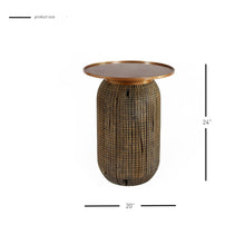 New Pacific Direct Atalia Recycled Teak Root Side/ End Table w/ Steel Tray Top 9600044 - 9600044