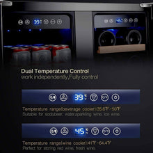 AOBOSI 24 Inch Beverage and Wine Cooler Dual Zone 2-IN-1 Hold 18 Bottles and 57 Cans -  YC120-2D