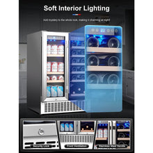 Earth Day Sale-AAOBOSI 24 Inch Beverage and Wine Cooler Dual Zone 2-IN-1 Hold 18 Bottles and 57 Cans  - YC120-2D