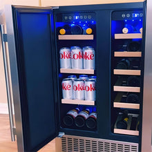 AOBOSI 24 Inch Beverage and Wine Cooler Dual Zone 2-IN-1 Hold 18 Bottles and 57 Cans -  YC120-2D