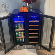 AOBOSI 24 Inch Beverage and Wine Cooler Dual Zone 2-IN-1 Hold 18 Bottles and 57 Cans -  YC120-2D