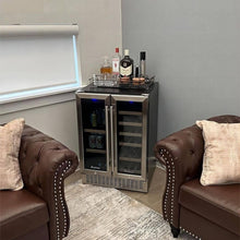 AOBOSI 24 Inch Beverage and Wine Cooler Dual Zone 2-IN-1 Hold 18 Bottles and 57 Cans -  YC120-2D