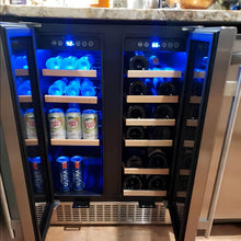 AOBOSI 24 Inch Beverage and Wine Cooler Dual Zone 2-IN-1 Hold 18 Bottles and 57 Cans -  YC120-2D