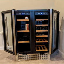 AOBOSI 24 Inch Beverage and Wine Cooler Dual Zone 2-IN-1 Hold 18 Bottles and 57 Cans -  YC120-2D