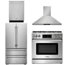 Thor Kitchen Appliance Package - 36 In. Natural Gas Range, Range Hood, Refrigerator, Dishwasher, AP-TRG3601-3