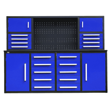 Chery Industrial AS-IS 7' Garage Storage Cabinet with Workbench 18 Drawers & 4 Cabinets & Pegboard