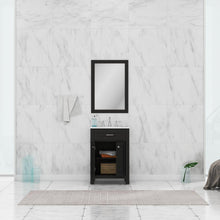 Alya Bath Norwalk 24" Single Espresso Freestanding  Bathroom Vanity With Carrara Marble Top, Ceramic Sink and Wall Mounted Mirror - HE-101-24-E-CWMT + HE-101/102-24-E-M