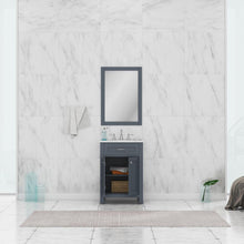 Alya Bath Norwalk 24" Single Gray Freestanding &nbsp;Bathroom Vanity With Carrara Marble Top, Ceramic Sink and Wall Mounted Mirror - HE-101-24-G-CWMT + HE-101/102-24-G-M