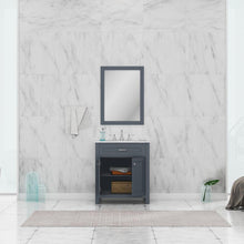 Alya Bath Norwalk 30" Single Gray Freestanding  Bathroom Vanity With Carrara Marble Top, C - HE-101-30-G-CWMT + HE-101/102-30-G-Meramic Sink and Wall Mounted Mirror