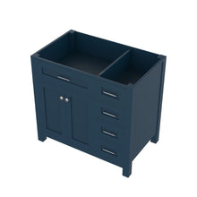 Alya Bath Norwalk  36" Single Blue Freestanding Bathroom Vanity with Drawer and Brushed Nickel Edge Handles - HE-101-36-DR-B