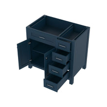 Alya Bath Norwalk  36" Single Blue Freestanding Bathroom Vanity with Drawer and Brushed Nickel Edge Handles - HE-101-36-DR-B