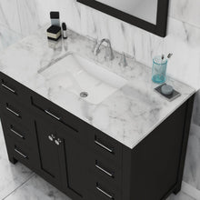 Alya Bath Norwalk 42" Single Espresso Freestanding  Bathroom Vanity With Carrara Marble Top, Ceramic Sink and Wall Mounted Mirror - HE-101-42-E-CWMT + HE-101/102-42-E-M