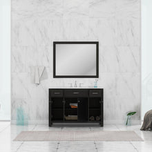 Alya Bath Norwalk 48" Single Espresso Freestanding  Bathroom Vanity With Carrara Marble Top, Ceramic Sink and Wall Mounted Mirror - HE-101-48-E-CWMT + HE-101/102-42-E-M