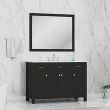 Alya Bath Norwalk 48" Single Espresso Freestanding  Bathroom Vanity With Carrara Marble Top, Ceramic Sink and Wall Mounted Mirror - HE-101-48-E-CWMT + HE-101/102-42-E-M