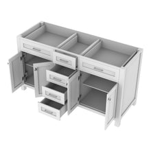 Alya Bath Norwalk 60" Double White Freestanding  Bathroom Vanity  With Brushed Nickel Edge Handles - HE-101-60D-W
