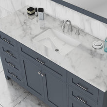 Alya Bath Norwalk 60" Single Gray Freestanding  Bathroom Vanity With Carrara Marble Top, Ceramic Sink and Wall Mounted Mirror - HE-101-60S-G-CWMT + AT-48-M-G