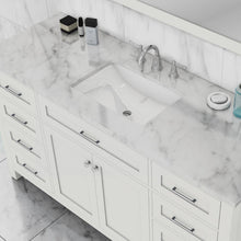 Alya Bath Norwalk 60" Single White Freestanding  Bathroom Vanity With Carrara Marble Top, Ceramic Sink with Wall Mounted Mirror - HE-101-60S-W-CWMT + AT-48-M-W