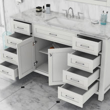 Alya Bath Norwalk 60" Single White Freestanding  Bathroom Vanity With Carrara Marble Top, Ceramic Sink with Wall Mounted Mirror - HE-101-60S-W-CWMT + AT-48-M-W