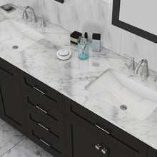 Alya Bath Norwalk 72" Double Espresso Freestanding  Bathroom Vanity With Carrara Marble Top, Ceramic Sink and Two Mirrors - HE-101-72D-E-CWMT + 2x HE-101/102-30-E-M