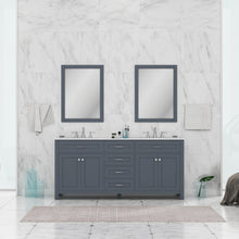 Alya Bath Norwalk 72" Double Gray Freestanding Bathroom Vanity With Carrara Marble Top, Ceramic Sink and Two Mirrors - HE-101-72D-G-CWMT + 2x HE-101/102-30-G-M