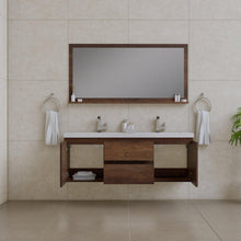 Alya Bath Paterno 60" Double Rosewood Modern Wall Mounted  Bathroom Vanity With Acrylic Top and Integrated Sink - AB-MOF60D-RW
