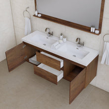 Alya Bath Paterno 60" Double Rosewood Modern Wall Mounted  Bathroom Vanity With Acrylic Top and Integrated Sink - AB-MOF60D-RW